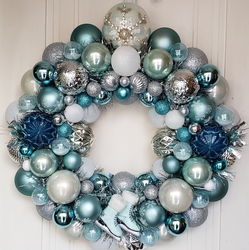 Pretty Blue and Silver Snow Queen Wreath